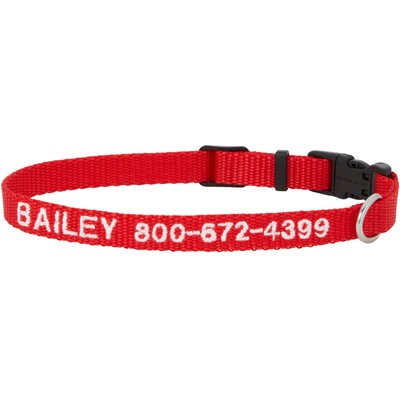 Frisco Frisco Nylon Personalized Dog Collar, Red, XS: 8 to 12-in neck, 5/8-in W