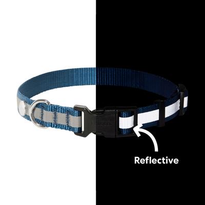 Show full view: Frisco Nylon Reflective Dog Collar, Midnight Blue, Medium slide 4 of 9