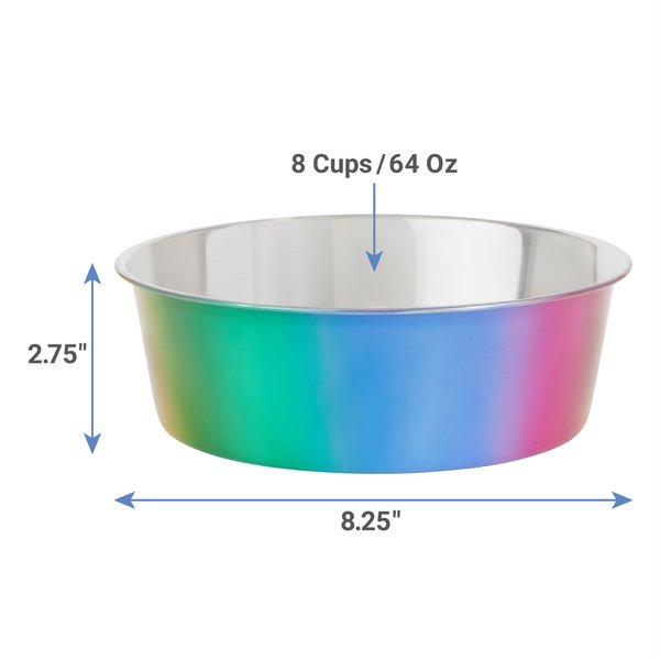 Frisco Ombre Rainbow Design Stainless Steel Dog & Cat Bowl