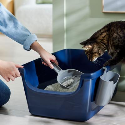 Show full view: Frisco Open Top Cat Litter Box, Large, Gray, 19-in + Plastic Litter Scooper with Caddy slide 6 of 9