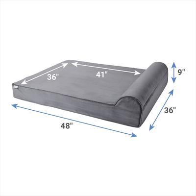 Show full view: Frisco Orthopedic Chaise Dog Bed with Removable Cover, Gray, XX-Large slide 3 of 9