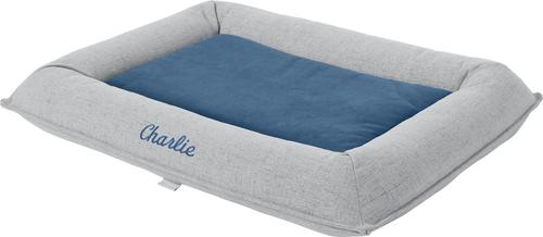 Show full view: Frisco Orthopedic Personalized Bolster Dog Bed w/Removable Cover, Harbour Blue, Large slide 4 of 7