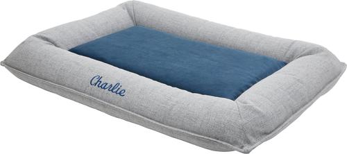 Show full view: Frisco Orthopedic Personalized Bolster Dog Bed w/Removable Cover, Harbour Blue, X-Large slide 5 of 9
