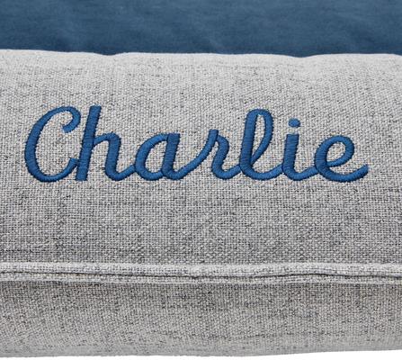 Show full view: Frisco Orthopedic Personalized Bolster Dog Bed w/Removable Cover, Harbour Blue, X-Large slide 6 of 9