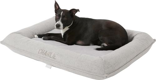 Show full view: Frisco Orthopedic Personalized Bolster Dog Bed w/Removable Cover, Light Gray, X-Large slide 3 of 8