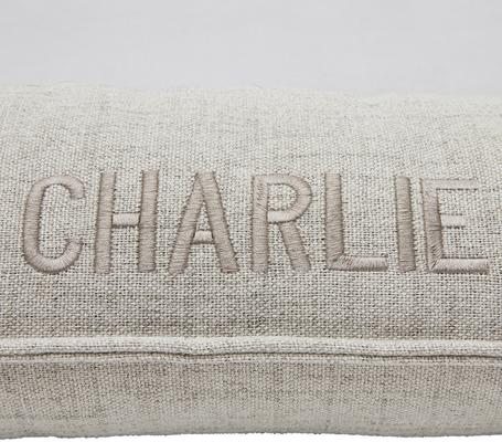 Show full view: Frisco Orthopedic Personalized Bolster Dog Bed w/Removable Cover, Light Gray, X-Large slide 6 of 8