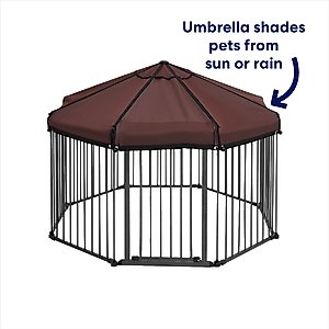 Frisco Outdoor Galvanized Steel 8-Panel Configurable Gate & Playpen with Oxford Roof, 30-in