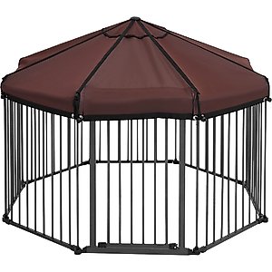 Frisco Outdoor Galvanized Steel 8-Panel Configurable Gate & Playpen with Oxford Roof, 30-in