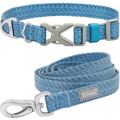 Frisco Frisco Outdoor Heathered Nylon Collar, River Blue, Small - Neck: 10-14-in, Width: 5/8-in + Dog Leash, River Blue, Small - Length: 6-ft, Width: 5/8-in