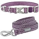 Frisco Outdoor Heathered Nylon Collar, Shadow Purple, Extra Small, Neck: 8-12-in, Width: 5/8th-in + Dog Leash, Shadow Purple, Small - Length: 6-ft, Width: 5/8-in