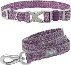 Frisco Outdoor Heathered Nylon Collar, Shadow Purple, Large, Neck: 18 -26-in, Width: 1-in + Dog Leash, Shadow Purple, Large - Length: 6-ft, Width: 1-in