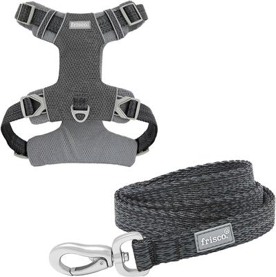 Show full view: Frisco Outdoor Lightweight Ripstop Nylon Harness, Storm Gray, Large, Neck: 18 to 28-in, Girth 24 to 34-in + Heathered Dog Leash, Midnight Black, LG - Length: 6-ft, Width: 1-in slide 1 of 10