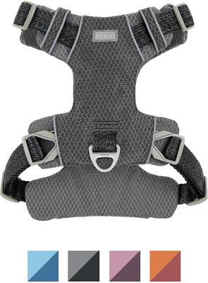 Show full view: Frisco Outdoor Lightweight Ripstop Nylon Harness, Storm Gray, Medium, Neck: 15 to 23-in, Girth, 20 to 28-in + Heathered Dog Leash, Midnight Black, MD - Length: 6-ft, Width: 3/4-in slide 2 of 10