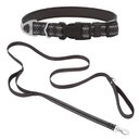 Frisco Outdoor Nylon Reflective Comfort Padded Collar, Midnight Black, LG, Neck: 18 -26-in, Width: 1-in + Dog Leash, Midnight Black, LG - Length: 6-ft, Width: 1-in