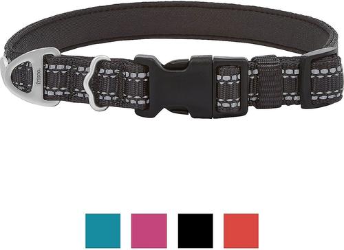 Show full view: Frisco Outdoor Nylon Reflective Comfort Padded Collar, Midnight Black, XS, Neck: 8-12-in, Width: 5/8th -in + Dog Leash, Midnight Black, SM - Length: 6-ft, Width: 5/8-in slide 2 of 10