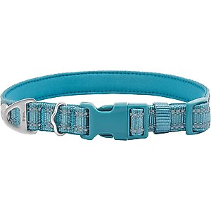 Frisco Outdoor Nylon Reflective Comfort Padded Dog Collar, Bayou Teal, MD - Neck: 14-20-in, Width: 3/4-in