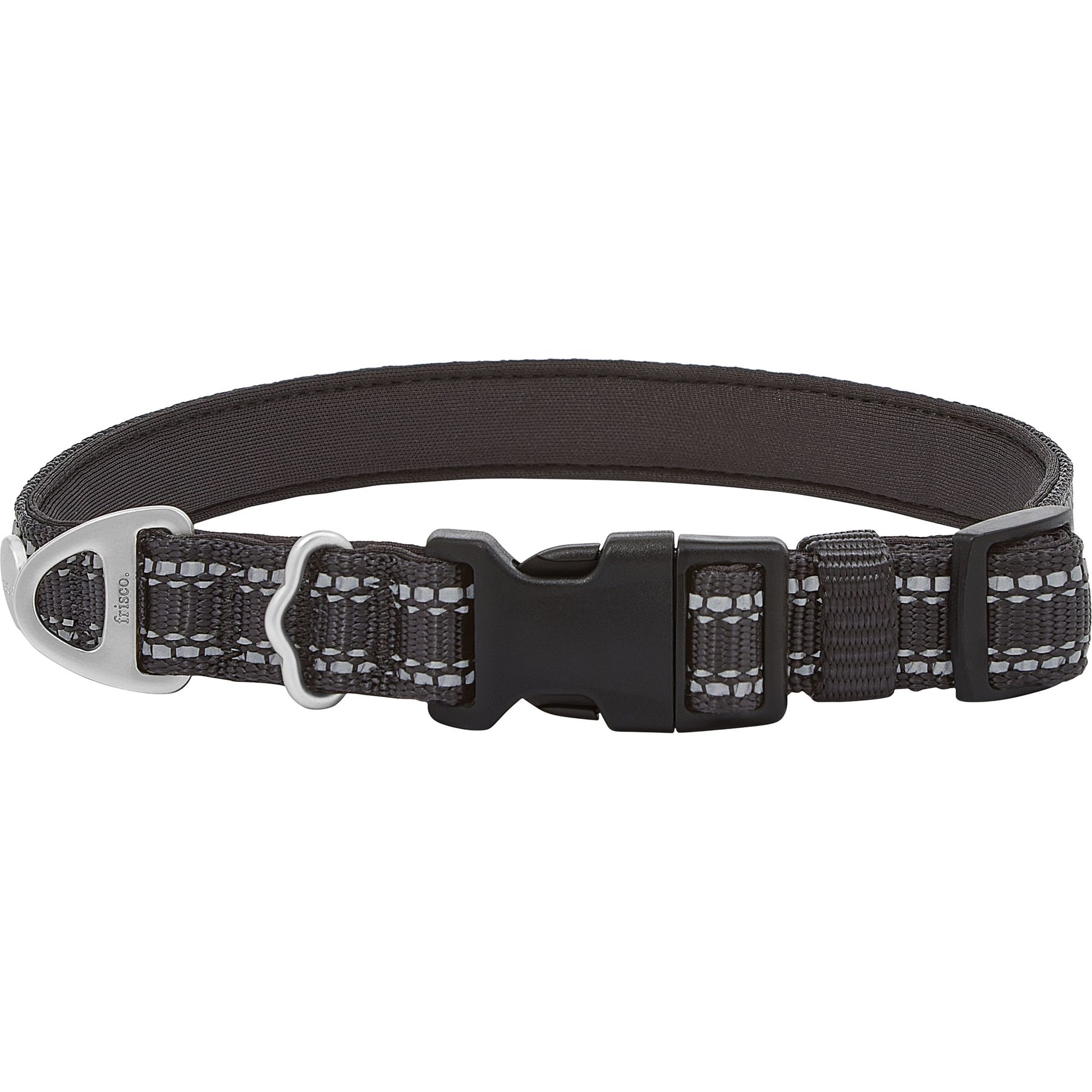 Frisco Outdoor Nylon Reflective Comfort Padded Dog Collar, Black, LG, Neck: 18 - 26-in, Width: 1-in