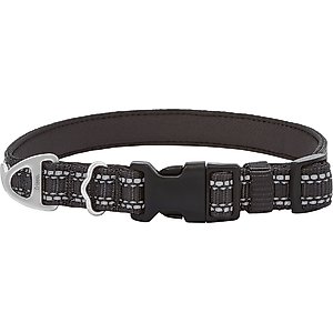 Frisco Outdoor Nylon Reflective Comfort Padded Dog Collar, Black, MD - Neck: 14-20-in, Width: 3/4-in