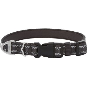 Frisco Outdoor Nylon Reflective Comfort Padded Dog Collar, Black, XS: Neck: 8-12-in, W: 5/8th -in