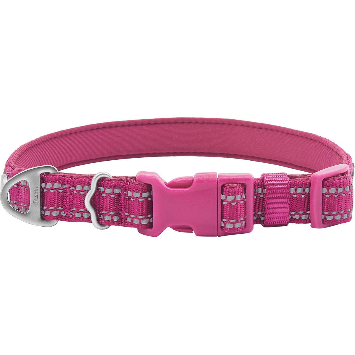 Frisco Outdoor Nylon Reflective Comfort Padded Dog Collar, Boysenberry Purple, MD - Neck: 14-20-in, Width: 3/4-in