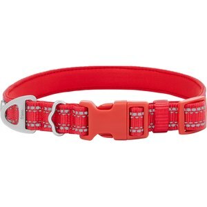 Frisco Outdoor Nylon Reflective Comfort Padded Dog Collar, Mars Red, XS: Neck: 8-12-in, W: 5/8th -in