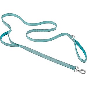 Frisco Outdoor Nylon Reflective Comfort Padded Dual Handles Dog Leash, Bayou Teal, MD - Length: 6-ft, Width: 3/4-in