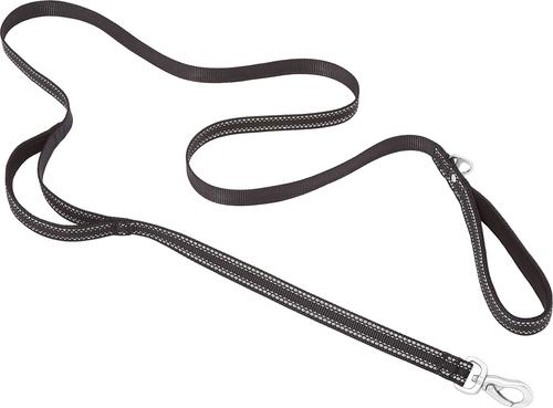 Show full view: Frisco Outdoor Nylon Reflective Comfort Padded Dual Handles Dog Leash, Black, LG - Length: 6-ft, Width: 1-in slide 1 of 8