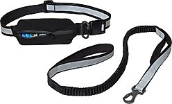Frisco Outdoor Polyester Reflective Running Belt with Bungee Dog Leash, Black