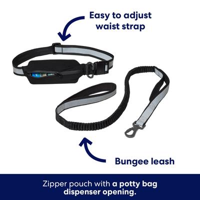 Show full view: Frisco Outdoor Polyester Reflective Running Belt with Bungee Dog Leash, Black slide 3 of 8