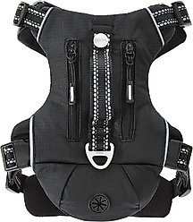 Frisco Outdoor Premium Ripstop Nylon Dog Harness with Pocket, Midnight Black, S - Girth: 16 - 22-in