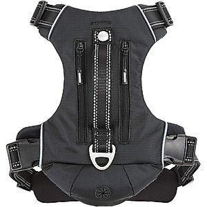 Frisco Outdoor Premium Ripstop Nylon Dog Harness with Pocket, Midnight Black, XL - Girth: 32 - 44-in