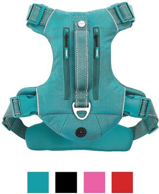 Show full view: Frisco Outdoor Premium Ripstop Nylon Harness with Pocket, Bayou Teal, Small, Neck: 13 to 19-in, Girth: 16 to 22-in + Waterproof Stinkproof PVC Rope Leash, River Blue, 6 Ft. slide 2 of 9