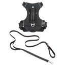 Frisco Outdoor Premium Ripstop Nylon Harness with Pocket, Midnight Black, L - Girth: 24-34-in + Reflective Comfort Padded Dog Leash, Midnight Black, LG - Length: 6-ft, Width: 1-in