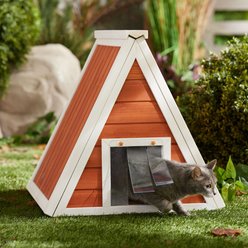 Frisco Outdoor Wooden A-Frame Cat House, Medium