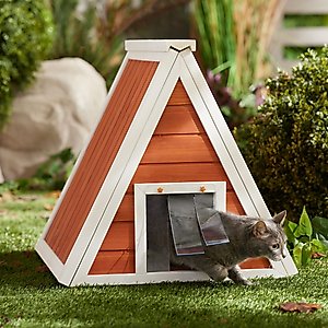 Frisco Outdoor Wooden A-Frame Cat House, Medium