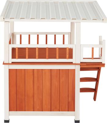 Show full view: Frisco Outdoor Wooden Cat House with Balcony & Step Ladder, Brown slide 3 of 10