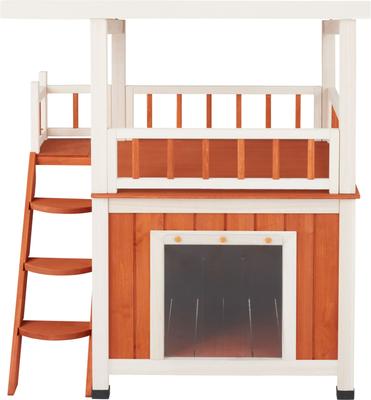 Show full view: Frisco Outdoor Wooden Cat House with Balcony & Step Ladder, Brown slide 5 of 10