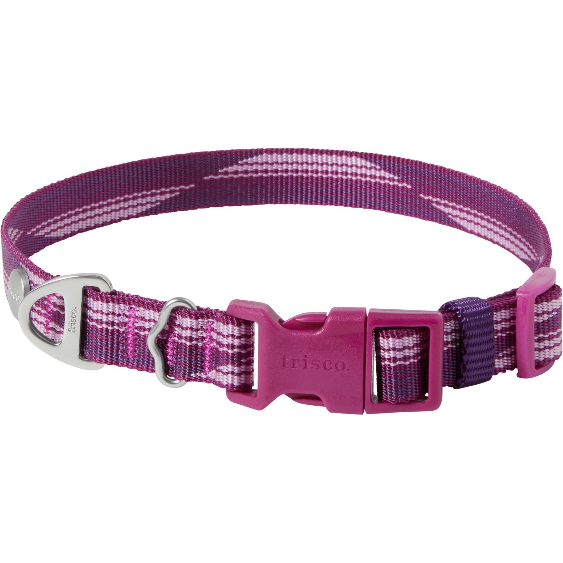 Frisco Outdoor Woven Jacquard Nylon Dog Collar, Boysenberry Purple, LG, Neck: 18 - 26-in, Width: 1-in