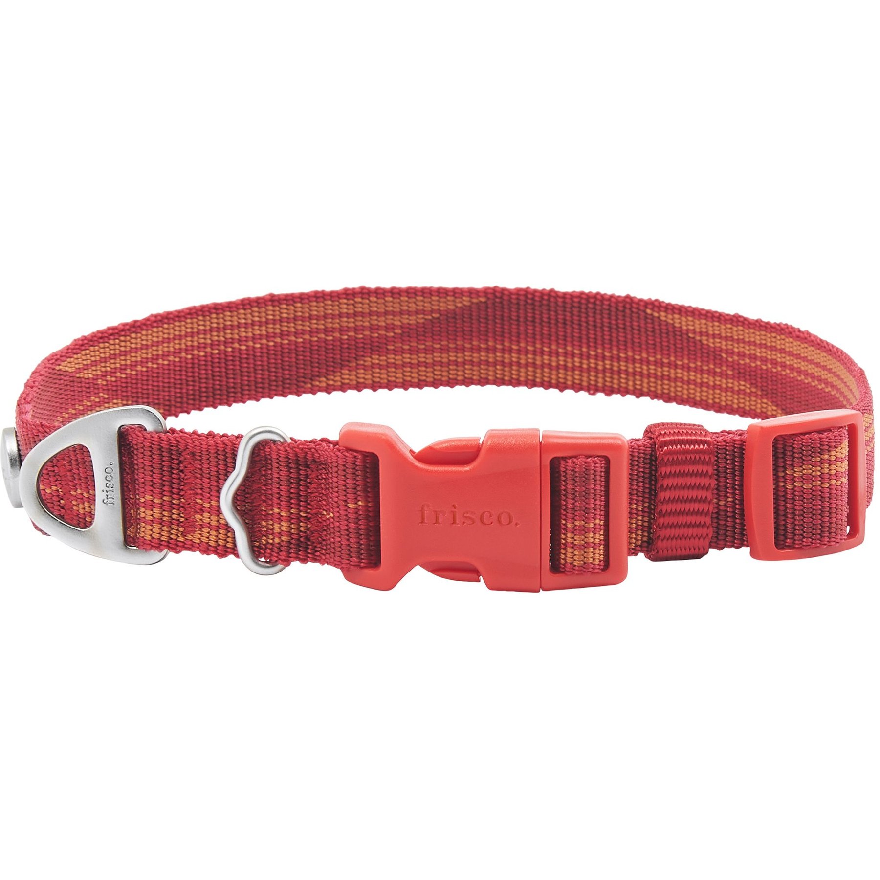 Frisco Outdoor Woven Jacquard Nylon Dog Collar, Mars Red, MD - Neck: 14-20-in, Width: 3/4-in