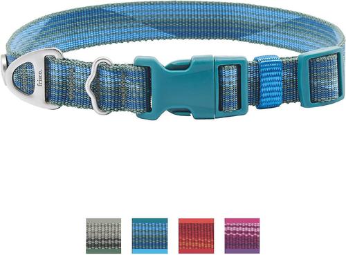 Show full view: Frisco Outdoor Woven Jacquard Nylon Dog Collar, River Blue, Medium - Neck: 14-20-in, Width: 3/4-in + Waterproof Stinkproof PVC Rope Leash, River Blue, 6 Ft. slide 2 of 9