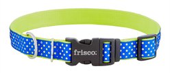 Frisco Patterned Nylon Dog Collar, Lime Polka Dot, Large: 18 to 26-in neck, 1-in wide