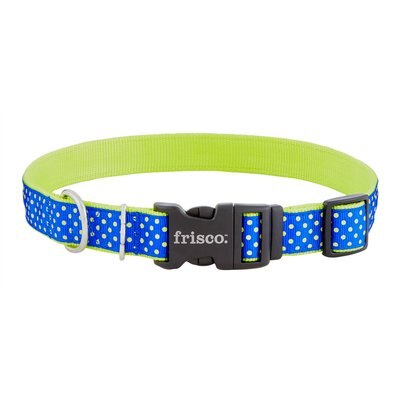 Frisco Frisco Patterned Nylon Dog Collar, Lime Polka Dot, Large: 18 to 26-in neck, 1-in wide