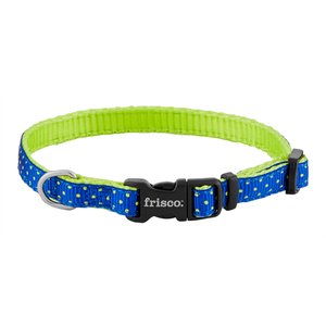 Frisco Patterned Nylon Dog Collar, Lime Polka Dot, XS: 8 to 12-in neck, 3/8-in W