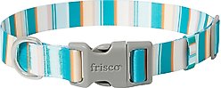Frisco Patterned Polyester Dog Collar, Barcode Stripe Baltic Teal, Large/X-Large