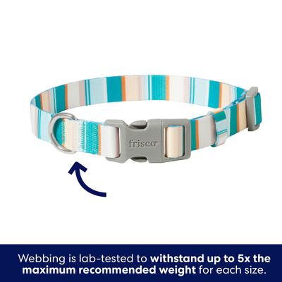Show full view: Frisco Patterned Polyester Dog Collar, Barcode Stripe Baltic Teal, Medium slide 4 of 10