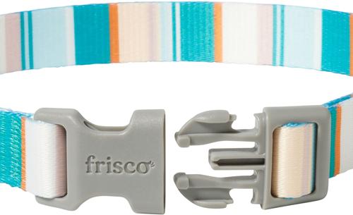 Show full view: Frisco Patterned Polyester Dog Collar, Barcode Stripe Baltic Teal, Medium slide 2 of 10