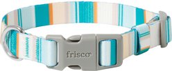 Frisco Patterned Polyester Dog Collar, Barcode Stripe Baltic Teal, Small