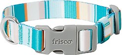 Frisco Patterned Polyester Dog Collar, Barcode Stripe Baltic Teal, X-Small