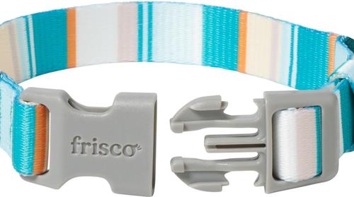 Show full view: Frisco Patterned Polyester Dog Collar, Barcode Stripe Baltic Teal, X-Small slide 2 of 10