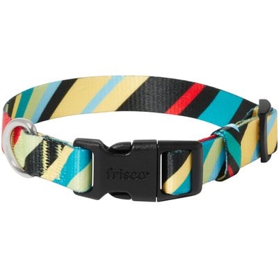 Frisco Frisco Patterned Polyester Dog Collar, Diagonal Night Stripe, Small